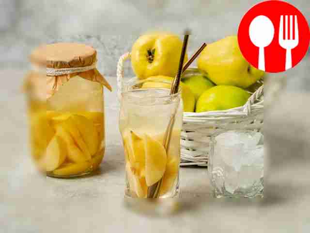 Quince compote in clean water