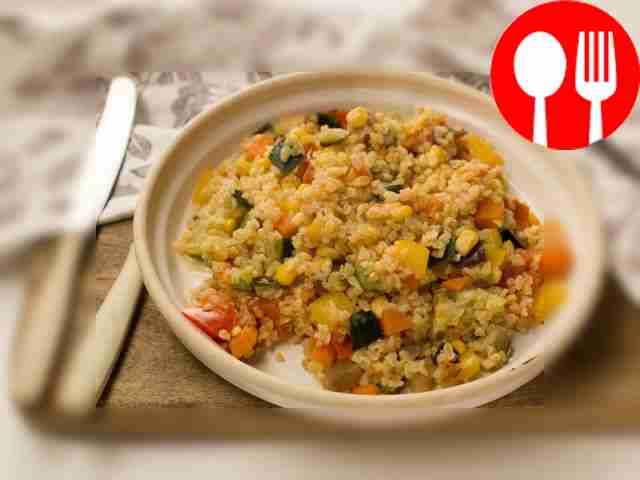 Булгур с бататом и баклажаном