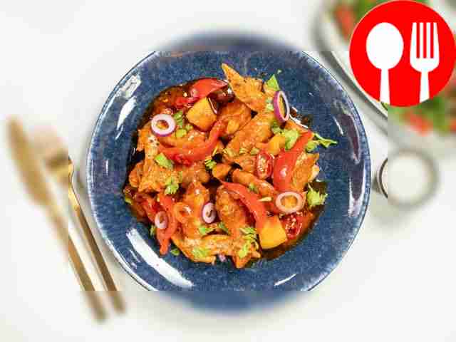 Serve spicy chicken wings with quince with a...