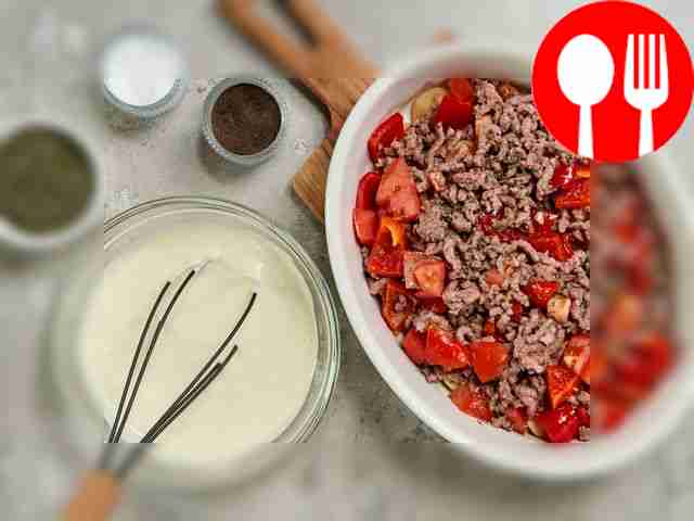 Bake the minced meat with vegetables and...