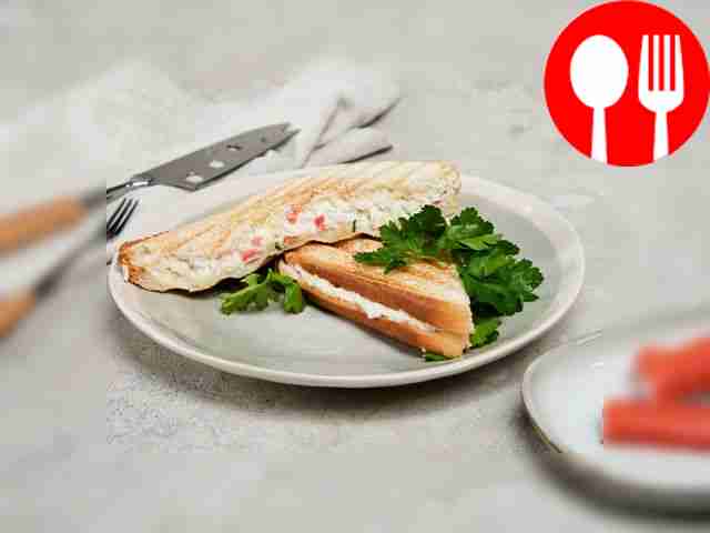 Toast with crab sticks