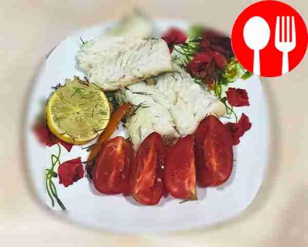 Delicious baked hake