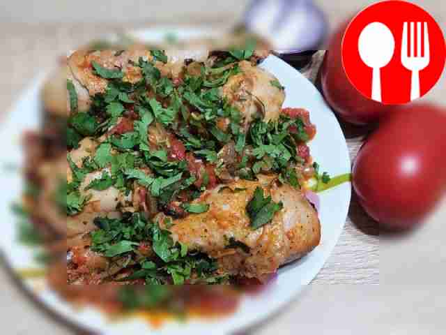 Hearty chakhokhbili with chicken drumsticks and vegetables