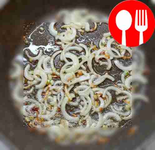 In the same frying pan, fry the onion, cut...