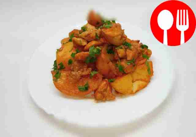Juicy chicken azu with herbs