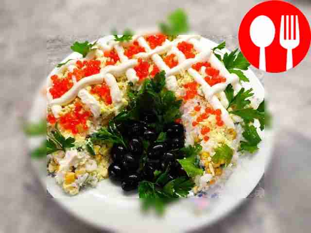 Great salad with salmon and shrimp