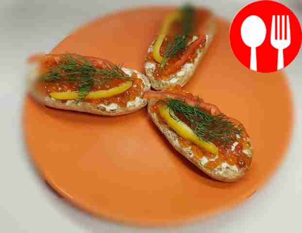 Original sandwiches with red caviar