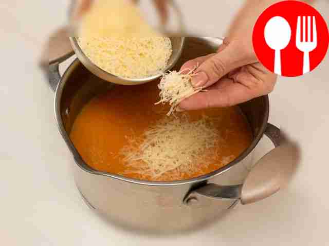 Add parmesan in small portions, constantly...