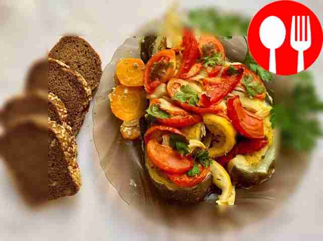 Baked catfish with vegetables