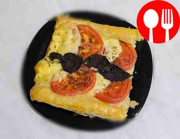 Homemade croissants with Caprese salad