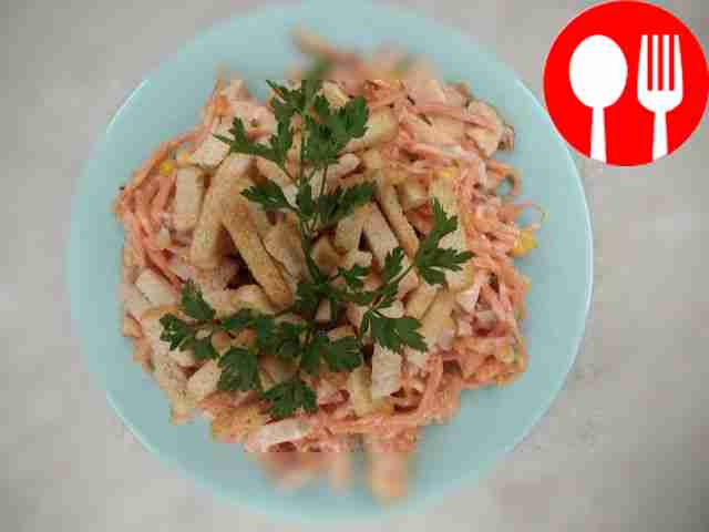 Popular chicken breast salad with Korean carrots