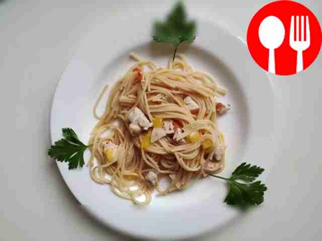 Quick chicken breast with spaghetti