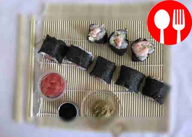 Japanese sushi with shrimp