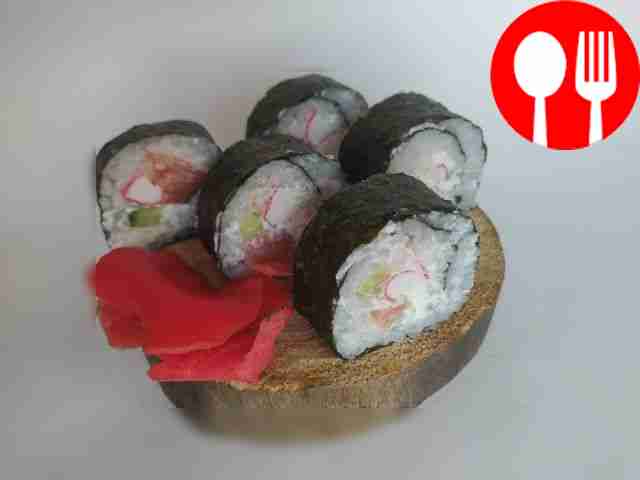 Homemade sushi with shrimp