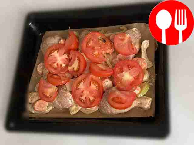 Place the marinated vegetables on a baking...