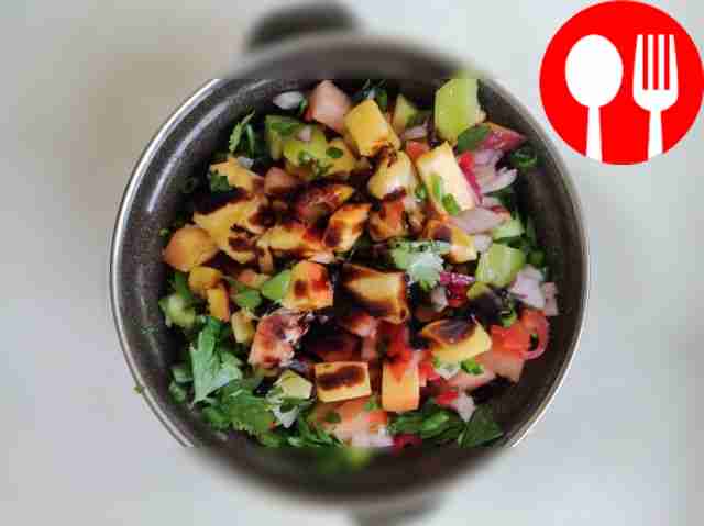 Place the prepared sliced ​​vegetables and...