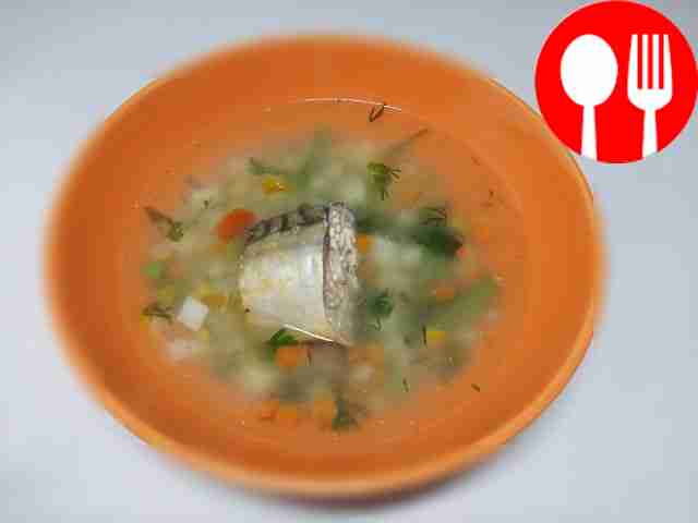 Mackerel soup with wheat grits