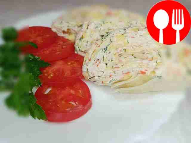 To serve, cut the roll into pieces 3-4 cm...