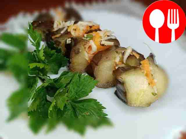 Pickled eggplant and cabbage rolls