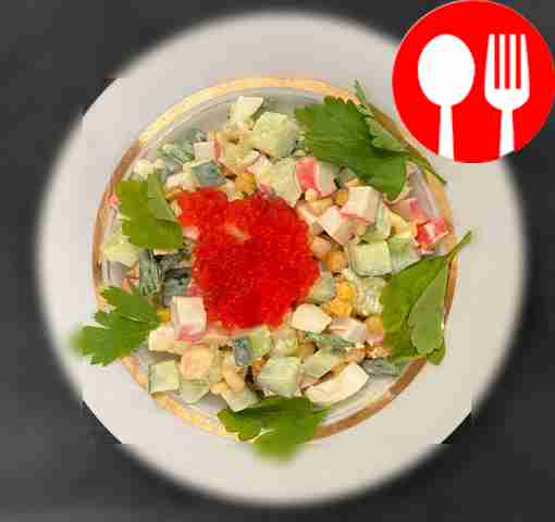 Quick classic crab salad with canned corn