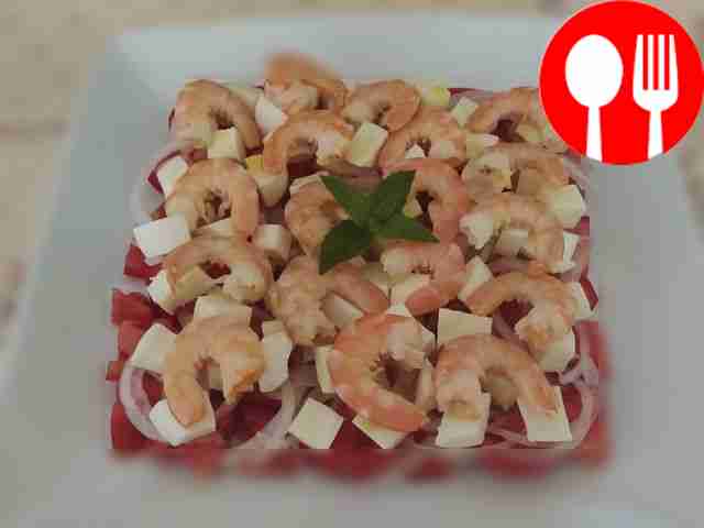 Caprese with shrimp for the holiday