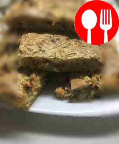 Jellied pie with cabbage and fish