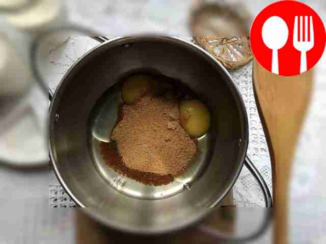 Break the eggs and mix with coconut sugar and...