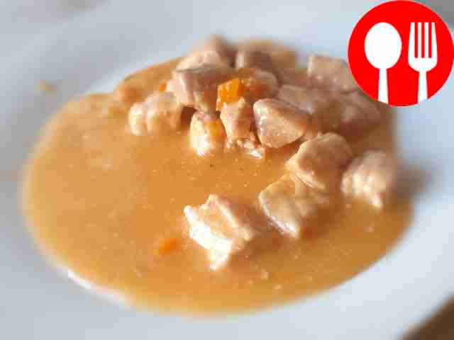 Pork goulash with tomato paste and seasonings