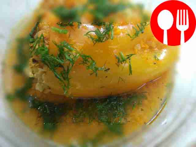 Bell pepper with turkey and rice