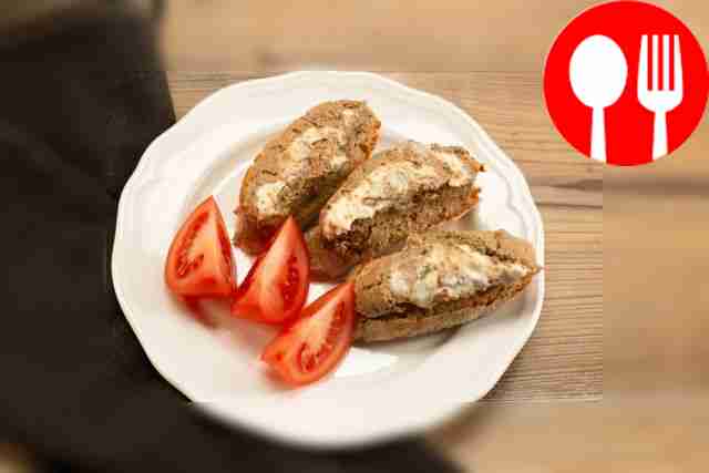 Liver roll with melted cheese