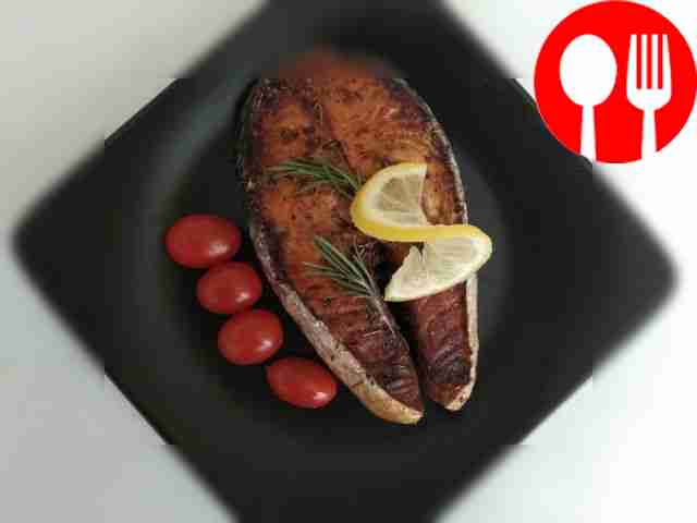 Salmon steak with ginger in the oven
