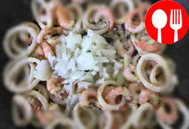 Next, add the onion and fry everything...