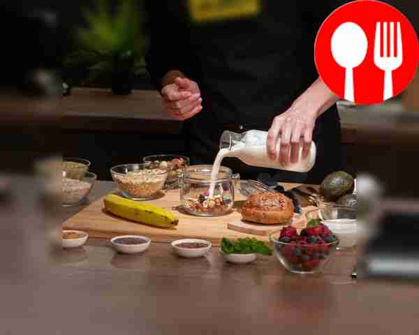 Pour oatmeal into a jar. Add banana, nuts and...