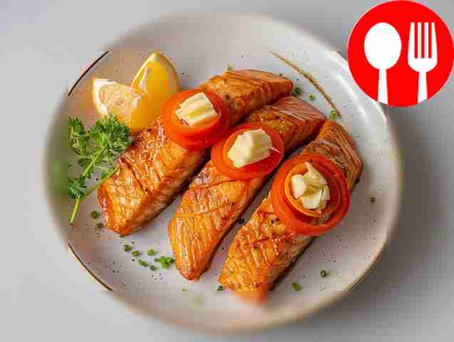 Chum salmon steak in cream sauce