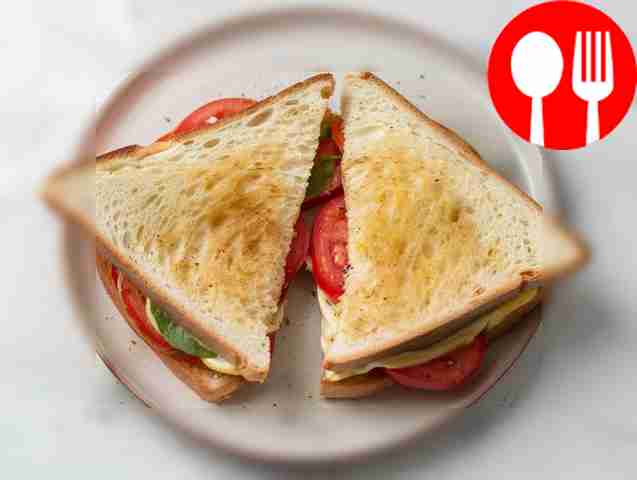 Mozzarella sandwiches with tomatoes and basil