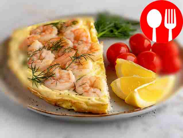 Сытный омлет с креветками