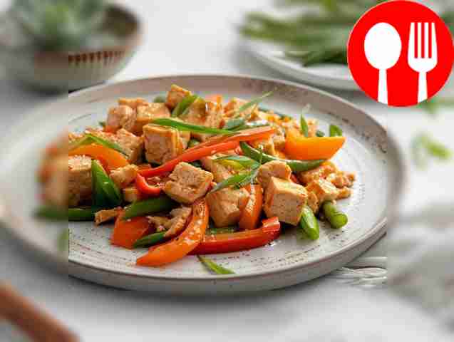 Жареный тофу с овощами