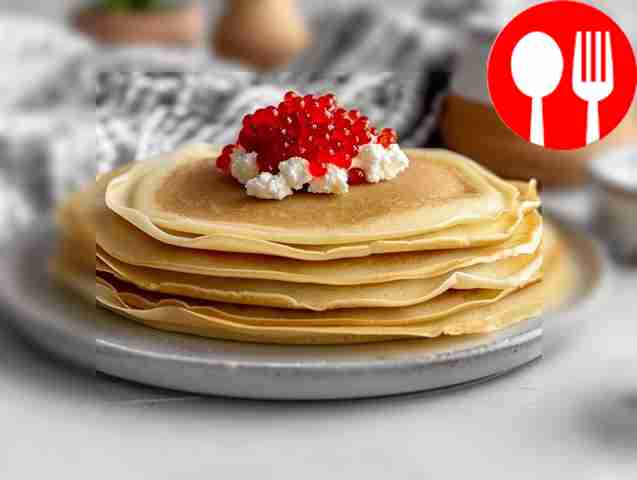 Thin pancakes on ayran