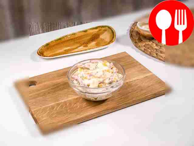 “Eastern” salad with corn and cucumber
