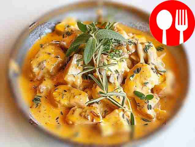 Tender chicken fillet in coconut milk sauce