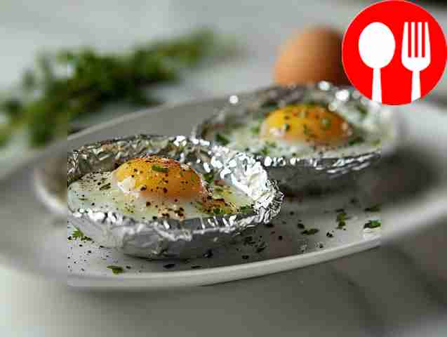 Необычная яичница на гриле в фольге Unusual grilled eggs in foil