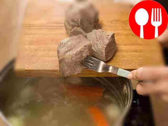 Fill the beef with water, add the onion and...