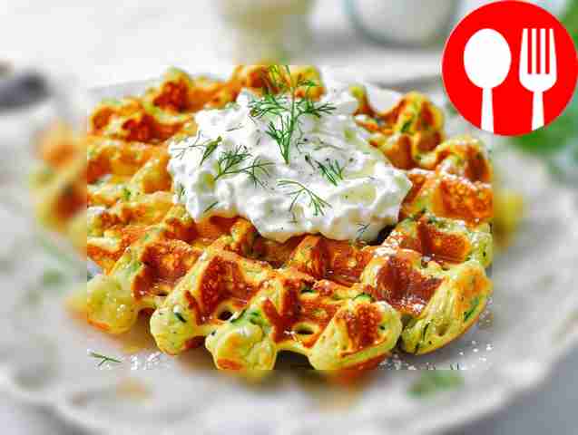 Полезные кабачковые оладьи с зеленью в вафельнице без масла Healthy zucchini pancakes with herbs in a waffle iron without oil