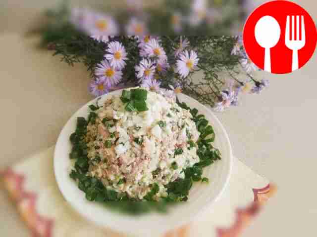 Tender and juicy salad with cod liver