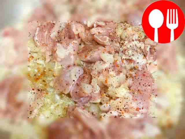 Finely chop the onion and fry a little in a...