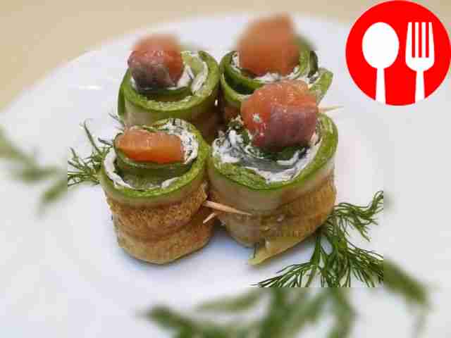 Кабачковые роллы с красной рыбой