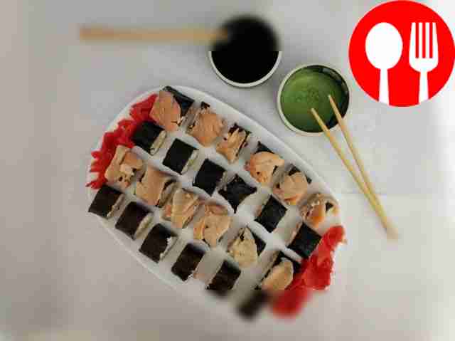 Homemade sushi with salmon