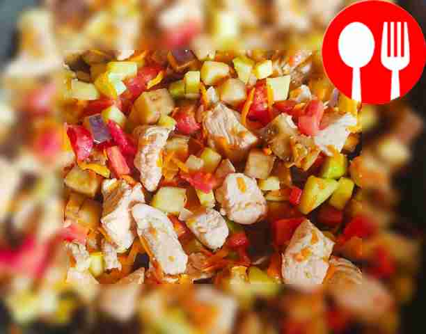 Cut off the edges of the eggplant, cut into...