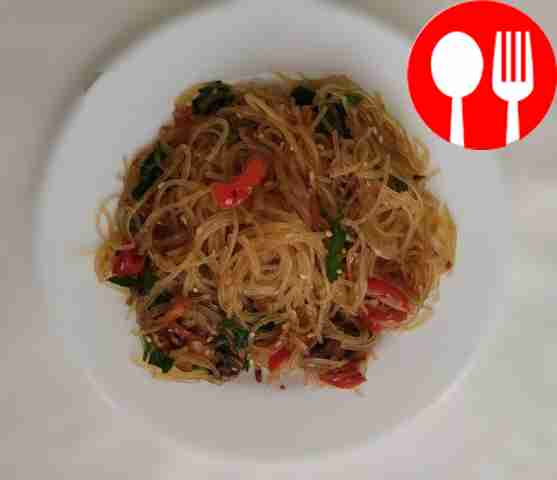 Фрунчоза с шампиньонами и овощами