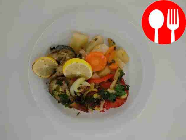 Place the finished dish into portioned plates....